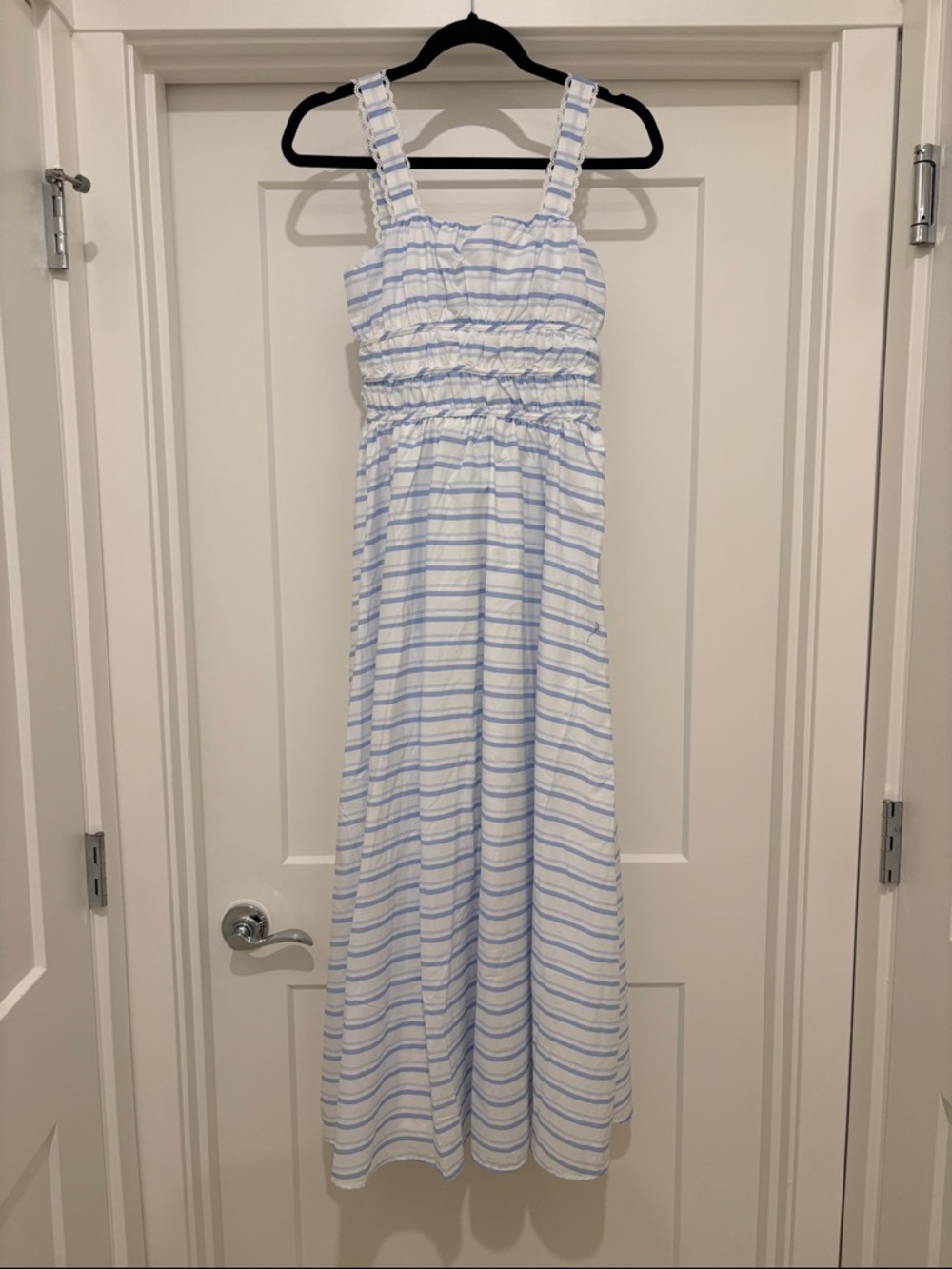 NWT [Altar’d State] Striped Lace Maxi/Midi Sundress White/Blue Women’s XXS - Picture 3 of 12